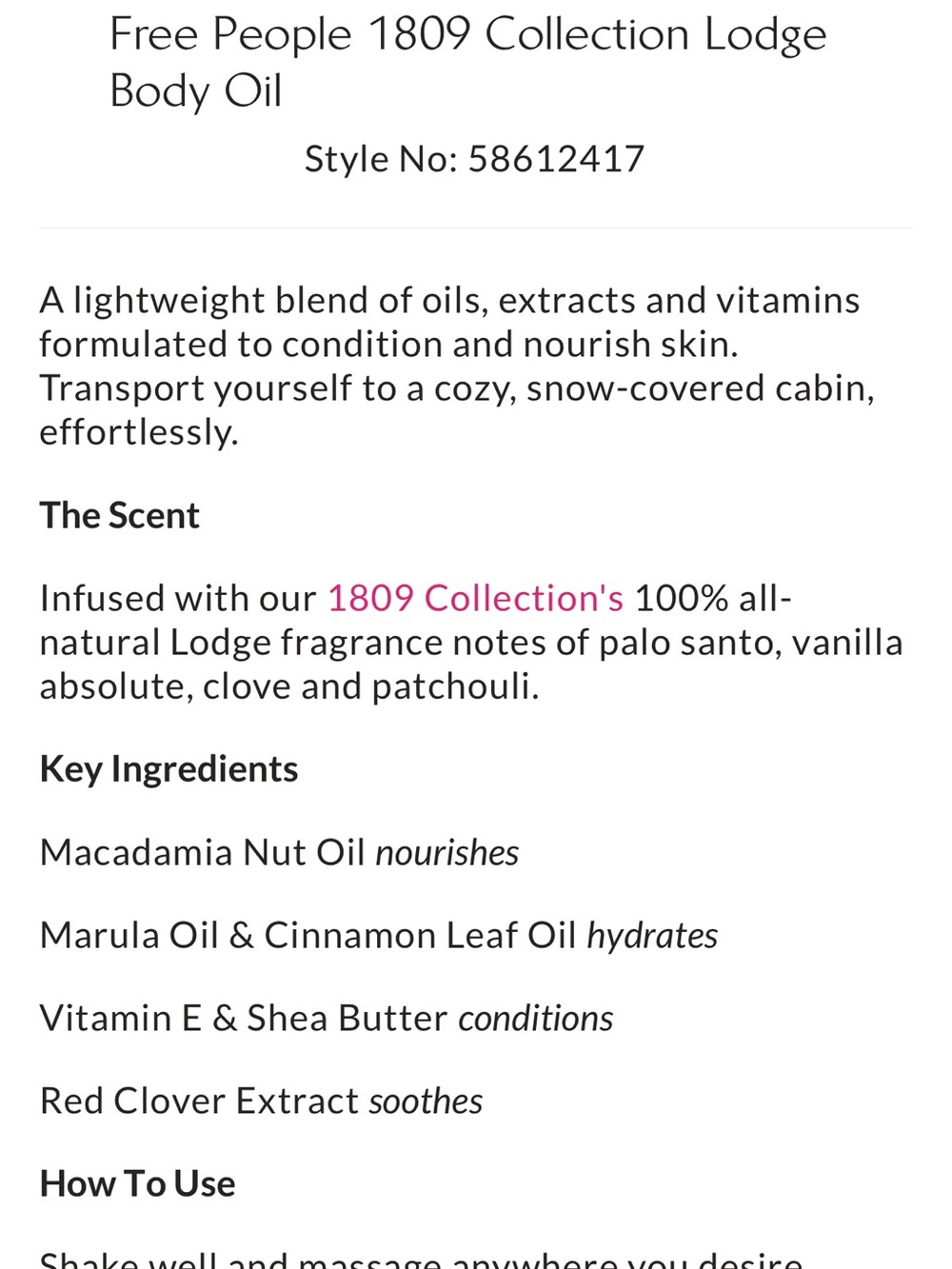 Free People 1809 Collection Lodge Body Oil - Picture 3 of 5